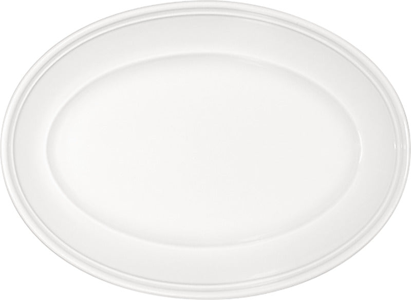 White Oval Platter with Steep Rim 14