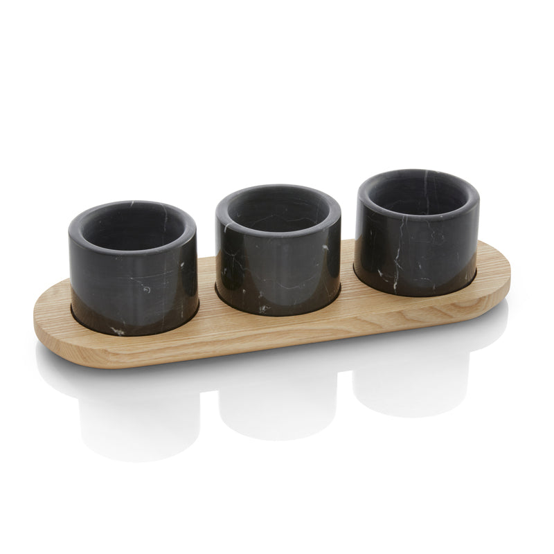 Black Rectangle Menage with 3 Bowls 3