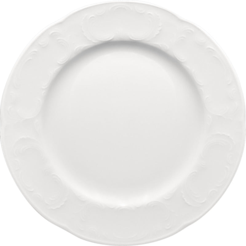 White Flat Plate With Rim 6.6
