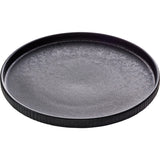 Black Flat Round Plate with Relief 10.6