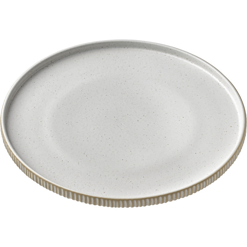 White Flat Round Plate with Relief 8.3