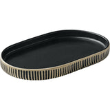 Black & White Oval Coupe Platter with Relief 7.1