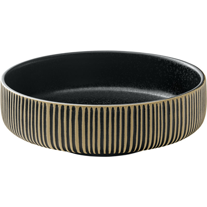 Black & White Round Bowl with Relief 4.7