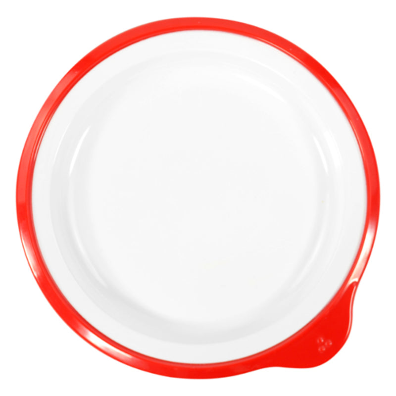 White Small Low Plate with Red Rim 6.7