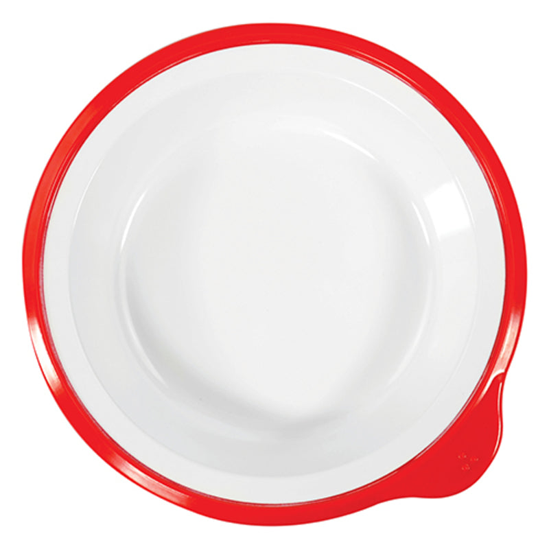White Small Deep Plate with Red Rim 7.1