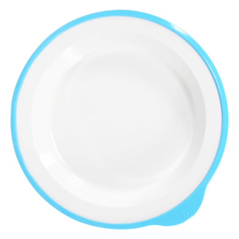 White Large Deep Plate with Blue Rim 9.5