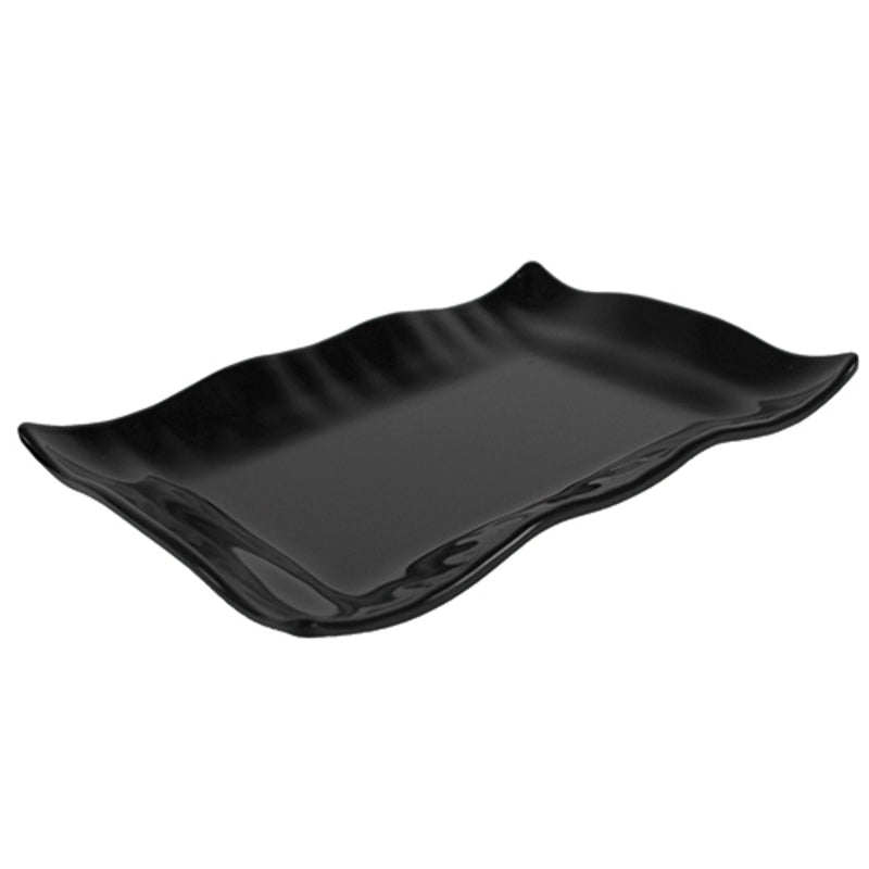 Black Flat Base Wavy Platter 7.7