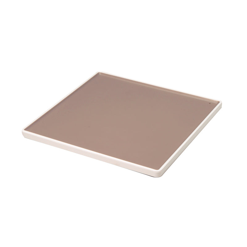 White and Taupe Medium Square Plate 10.0