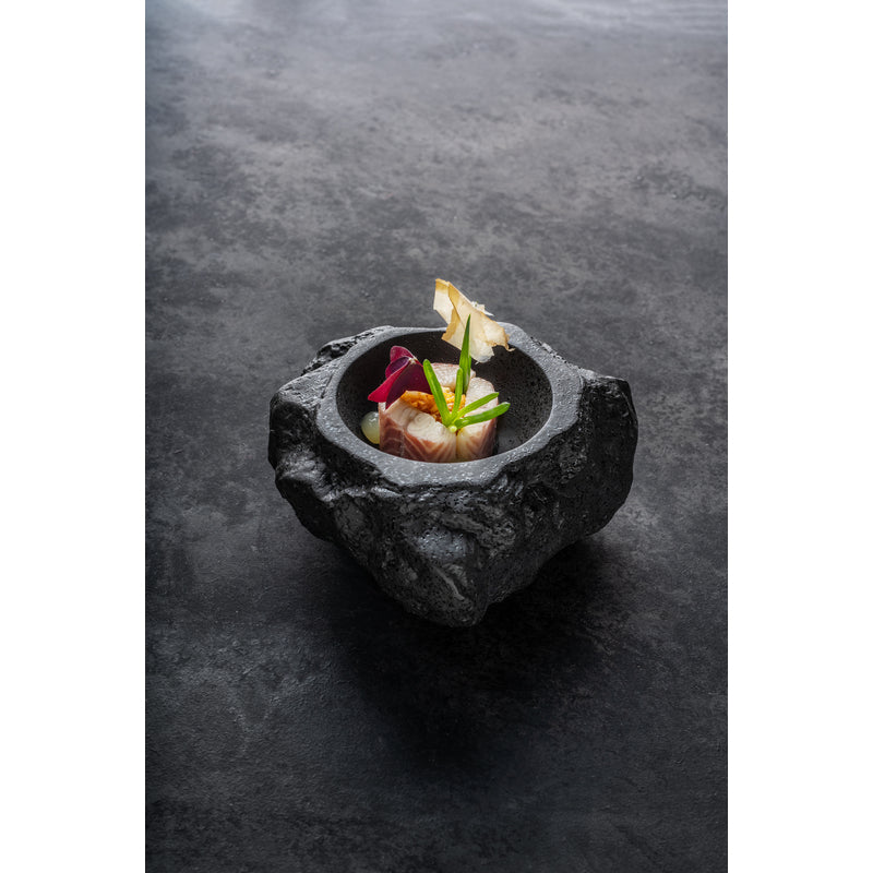 Natural Stone with Lid 6.5" dia. X 5.3" Premium by Studio Raw