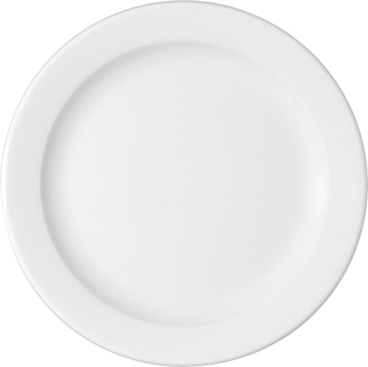 White Flat Plate with Rim 8" dia. x 0.8" Bauhaus & B1100 by Bauscher