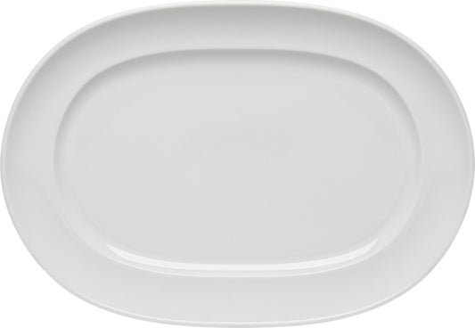 White Oval Platter with Rim 14.1" x 9.8" x 0.5" Enjoy by Bauscher