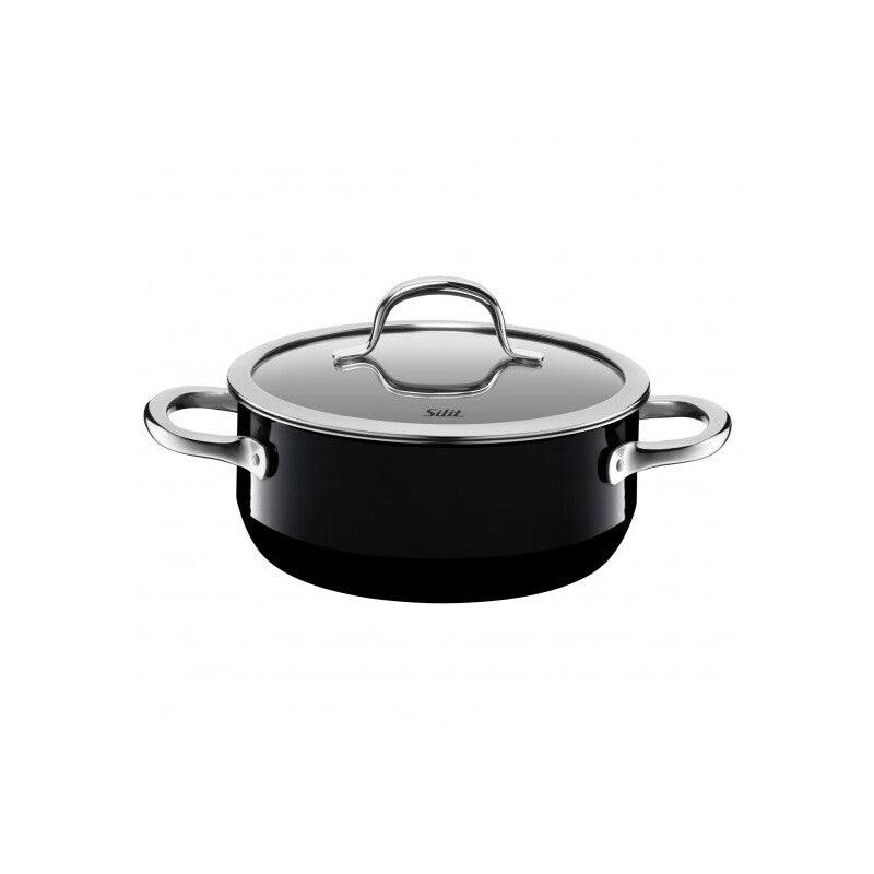 Black Low Casserole With Lid 7.9