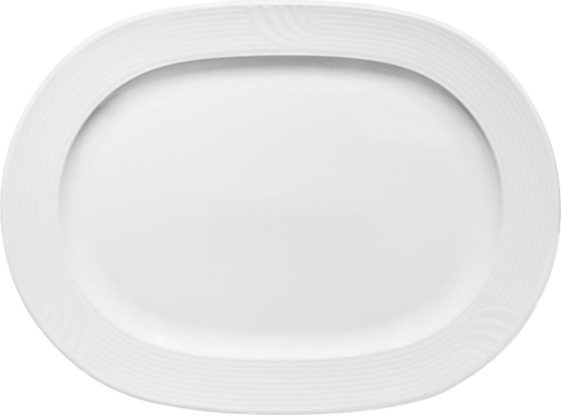 White Oval Platter with Rim 12.6