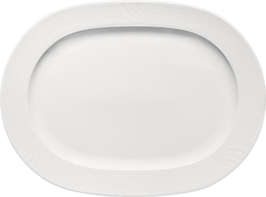White Oval Platter with Rim 14.2" x 10.5" x 1.1" Carat by Bauscher