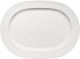 White Oval Platter with Rim 14.2