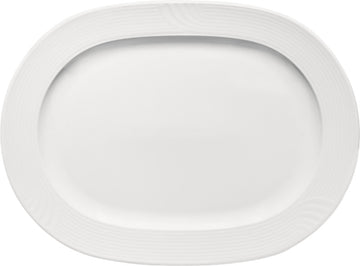 White Oval Platter with Rim 14.2" x 10.5" x 1.1" Carat by Bauscher