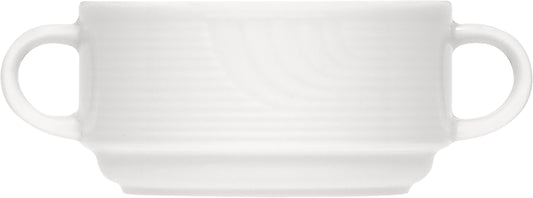 White Cream Soup Cup with Handles, Stackable 4" dia. x 2.1" 9.8 oz Carat by Bauscher