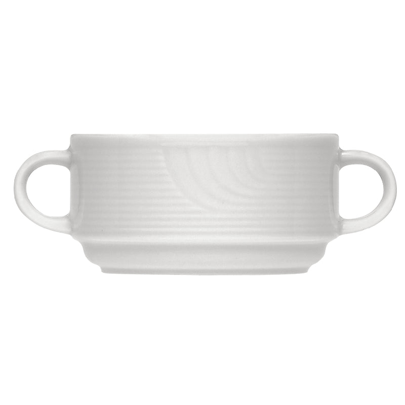 White Cream Soup Cup with Handles, Stackable 4