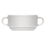 White Cream Soup Cup with Handles, Stackable 4