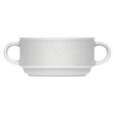 White Cream Soup Cup with Handles, Stackable 4