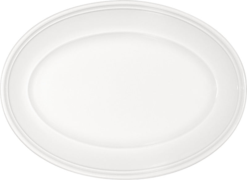 White Oval Platter with Steep Rim 12.6