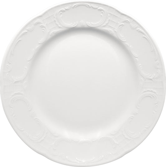 White Flat Plate With Steep Rim 7.7" dia. x 0.9" Mozart by Bauscher