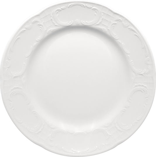 White Flat Plate With Steep Rim 9.6" dia. x 1.1" Mozart by Bauscher