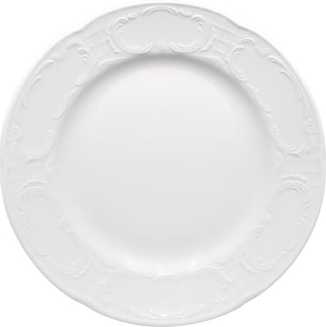White Flat Plate With Steep Rim 9.6" dia. x 1.1" Mozart by Bauscher