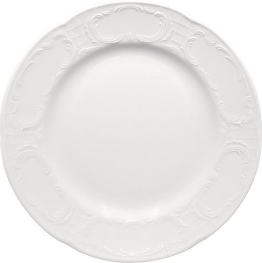 White Flat Plate With Steep Rim 10.7" dia. x 1.1" Mozart by Bauscher