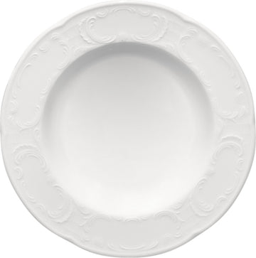 White Half Deep Rim Plate 8.1" dia. x 1.3" 8.8 oz Mozart by Bauscher