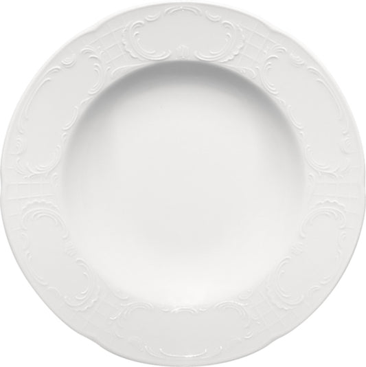 White Deep Plate with Rim 9.1" dia. x 1.6" 11.2 oz Mozart by Bauscher