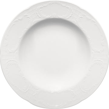 White Deep Plate with Rim 9.1" dia. x 1.6" 11.2 oz Mozart by Bauscher