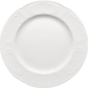 White Flat Plate With Rim 9.6" dia. x 0.9" Mozart by Bauscher