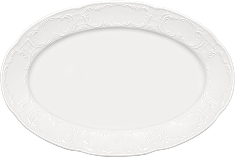 White Oval Platter with Rim 11