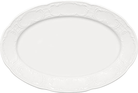 White Oval Platter with Rim 11" x 7.3" x 1.1" Mozart by Bauscher