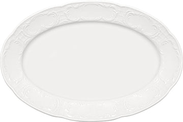 White Oval Platter with Rim 11" x 7.3" x 1.1" Mozart by Bauscher