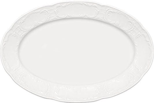 White Oval Platter with Rim 12.4" x 8.3" x 1.3" Mozart by Bauscher