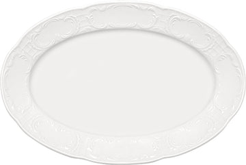 White Oval Platter with Rim 12.4" x 8.3" x 1.3" Mozart by Bauscher