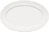 White Oval Platter with Rim 14.2