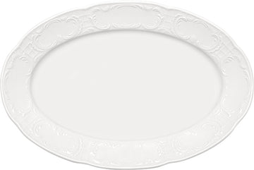 White Oval Platter with Rim 14.2" x 9.5" x 1.5" Mozart by Bauscher