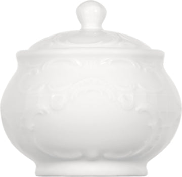 White Jam Box 4" dia. x 3.8" 8.5 oz Mozart by Bauscher