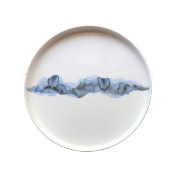 Flat Coupe Plate 10.1" dia. x 0.9" Watercolor by Bauscher