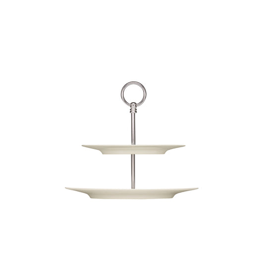 White Flat Plate with Rim Double Etagere 11.3" dia. x 10" Purity by Bauscher