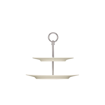 White Flat Etagere Plate with Rim 8.8" dia. x 6.7" Purity by Bauscher