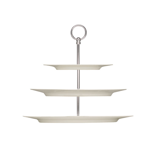 White Oval Etagere Platter with Rim 14.9" x 10.9" x 12.8" Purity by Bauscher