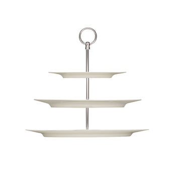 White Oval Etagere Platter with Rim 14.9" x 10.9" x 12.8" Purity by Bauscher