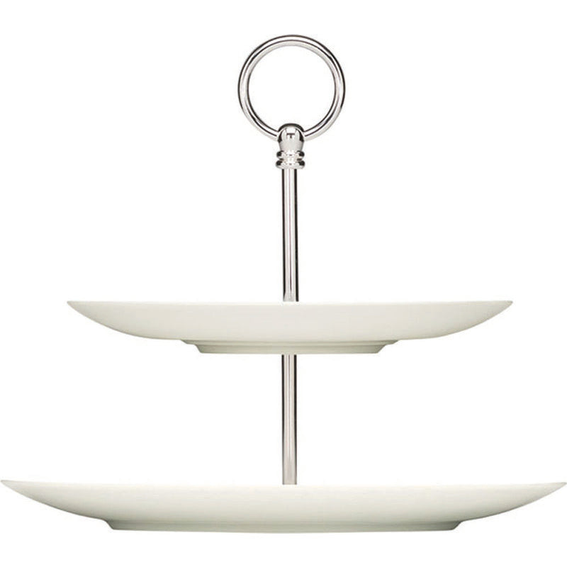White Flat Coupe Plate Double Etagere 10.6