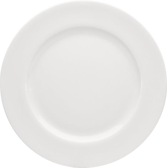 White Flat Plate with Wide Rim 9.4" dia. x 0.9" Maitre by Bauscher