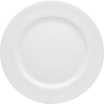 White Flat Plate with Wide Rim 9.4" dia. x 0.9" Maitre by Bauscher