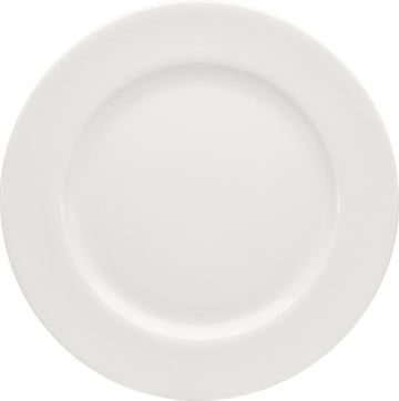 White Flat Plate with Wide Rim 10.3" dia. x 0.9" Maitre by Bauscher